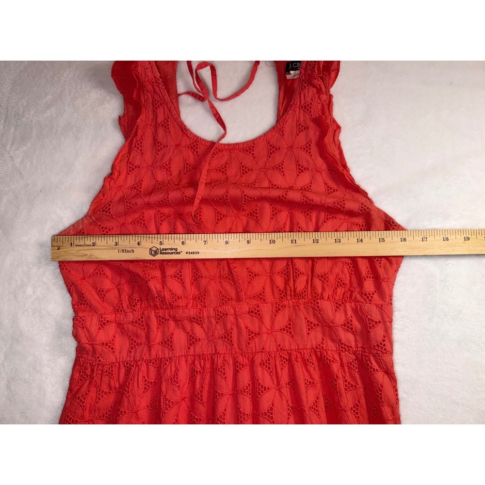 J.Crew Womens Coral Eyelet Ruffle Midi Sleeveless Cotton Dress Size 6 - Picture 4 of 8